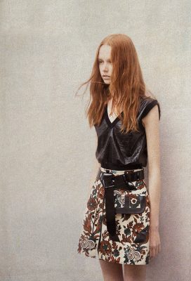 Knit top with leather detail, skirt and leather belt, LOUIS VUITTON