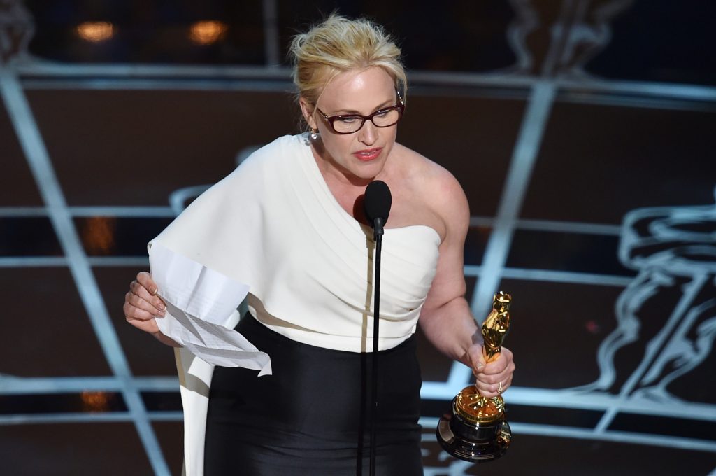 Patricia Arquette at the Oscars 2015, photographed by Kevin Winter, Getty.