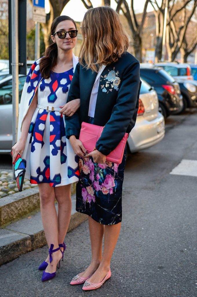 Elenora at Milan York Fashion with a friend for autumn/winter 15. Photo courtesy of GoRunway.