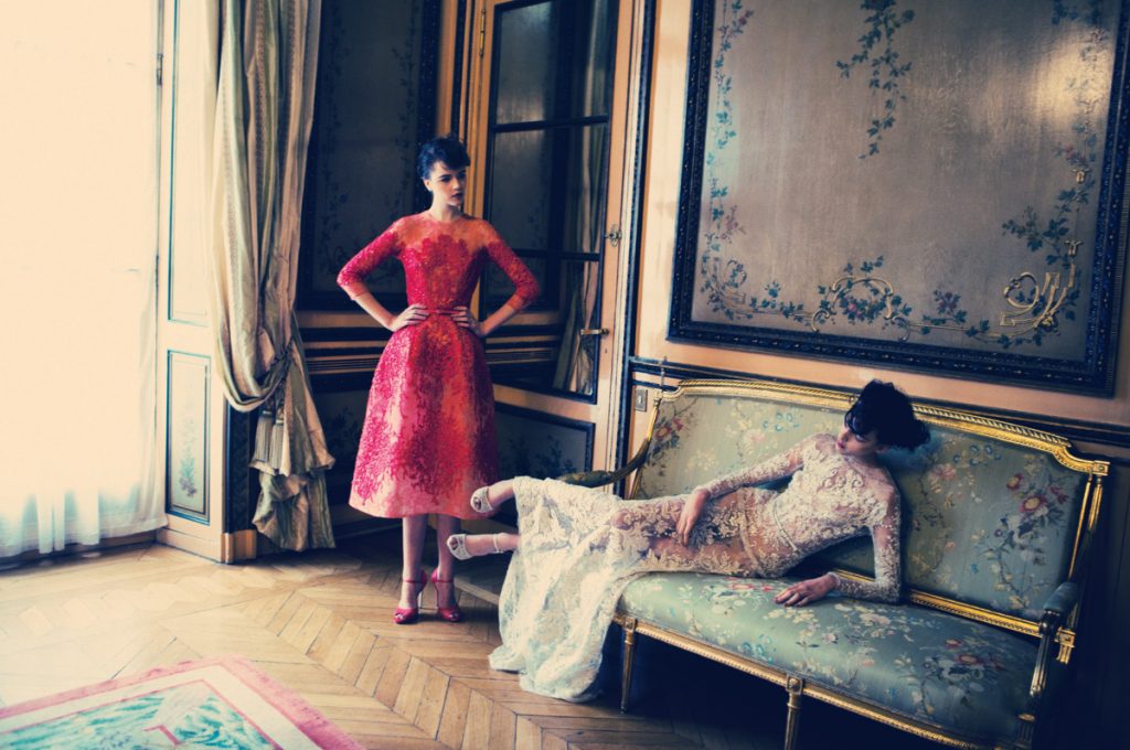 Both dresses by Elie Saab, Photographed by Stefania Paparelli for MOJEH Magazine, styled by Sara Francia