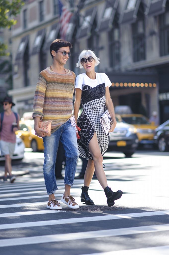 Linda and her friend at New York Fashion Week, spring/summer 15. Photo courtesy of GoRunway.