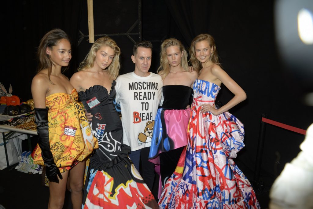 Jeremy Scott backstage at the Moschino AW15 show