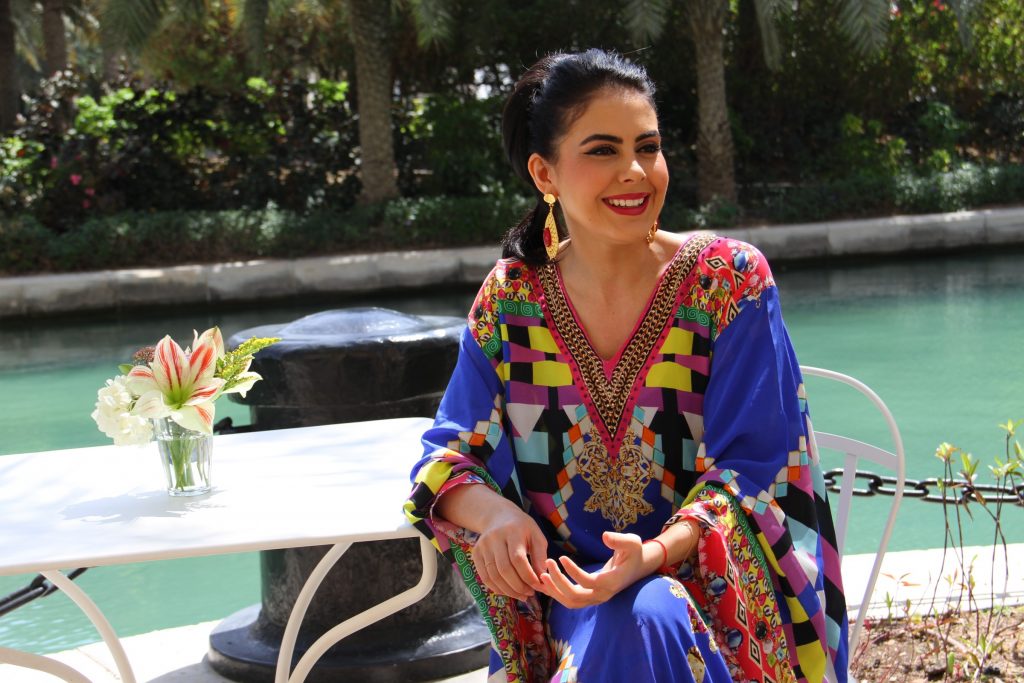 Tamara Al Gabbani, photographed by Sarvenaz Hastroudi at Frioul Dubai, wearing her own collection.