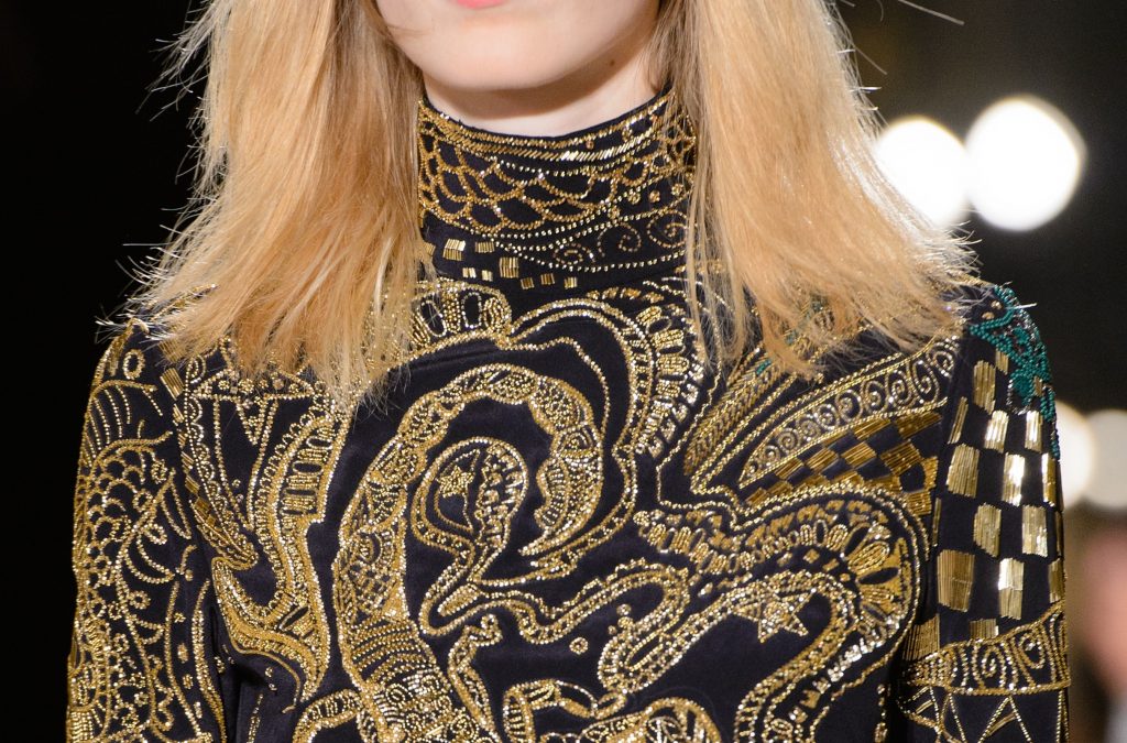 Gold thread and handwork creates a tapestry of design at Emilio Pucci, AW15