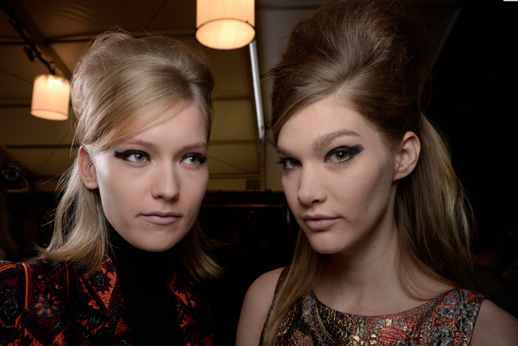 Models backstage at Badgely Mischka A/W15, image courtesy of GoRunway.