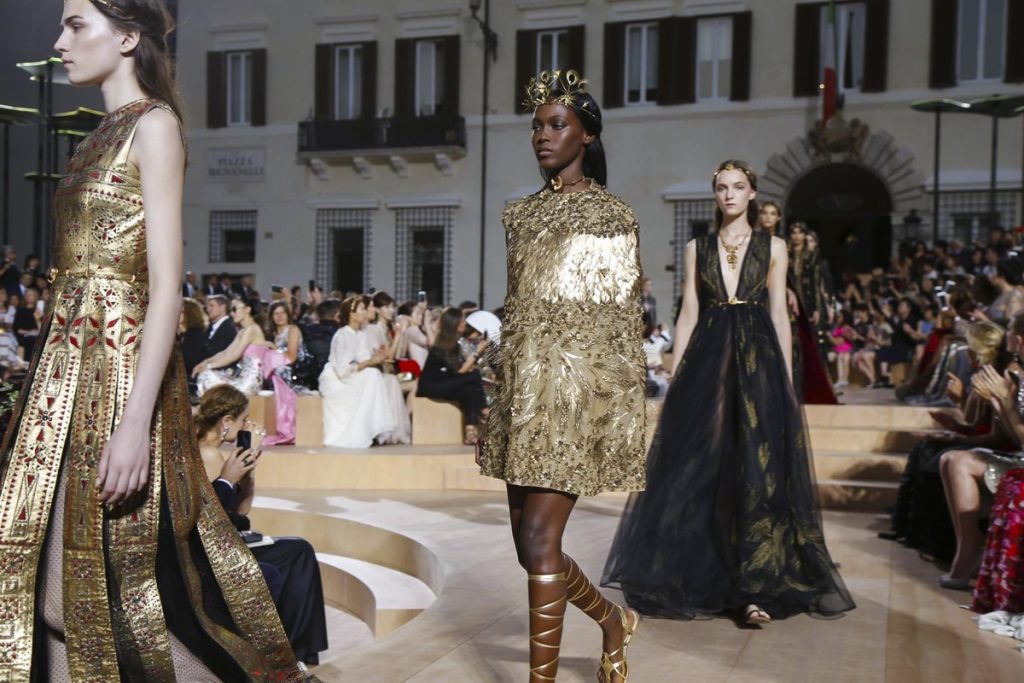 Valentino escaped to Rome to present their autumn/winter Couture show on the Piazza Mignanelli