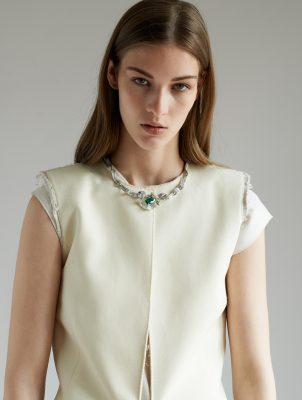 Necklace, CHRISTIAN DIOR | Waistcoat and dress, LANVIN