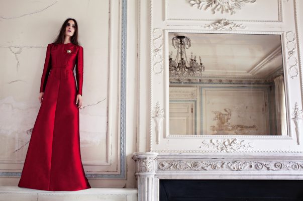 Go bold or go home in confidence enhancing red. The designers embarked on a timeless route, pairing a classic silhouette with decadent silk fabric.Dress, VALENTINO