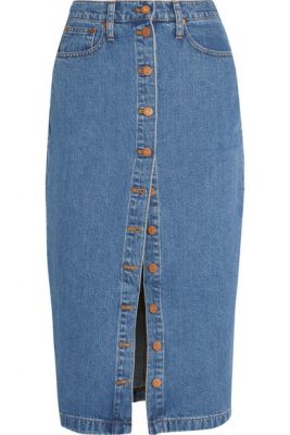 Madewell's washed blue denim midi skirt has bronze button fastenings through the front, which can be used to create your own split. Perfect if you’re into your outrageous and fabulous Seventies styled denim. A timeless skirt like this always looks ace with a tee and some colourful loafers