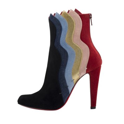 Add some colour to a dark denim ensemble with Christian Louboutin's multi-coloured ankle boots.