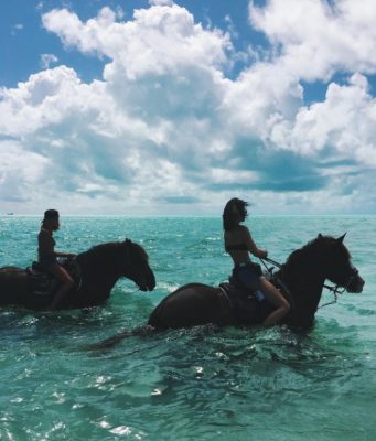 Kendall Jenner and Hailey Baldwin go horse riding in Turks and Caicos. (Image courtesy of @kendalljenner)