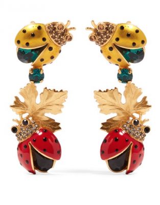 Dolce & Gabbana gold-plated crystal and enamel ladybird earrings