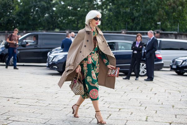 Linda Fargo looks incredibly chic in her Gucci ensemble.