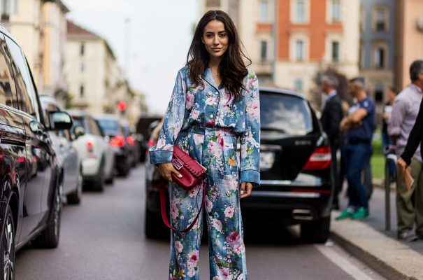 Tamara Kalinin nails relaxed chic with her floral pyjama-style separates.
