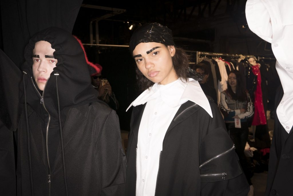 Backstage at Hood By Air's autumn/winter16 show.