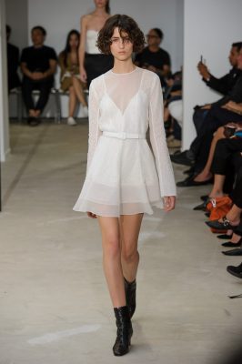 Olivier Theyskens' belted mini dress is a chic cocktail hour option.