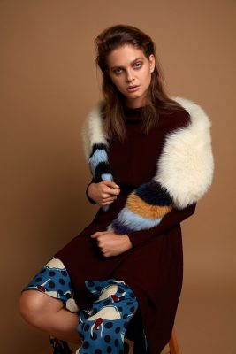 Dress and skirt, MARNI | Fur stole, FENDI