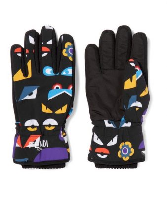 Printed shell and canvas ski gloves, Fendi