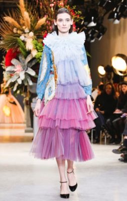 Viktor & Rolf: Making a conscientious statement with a collection constructed from repurposed scraps from past collections, the dresses were a collage, piecing together fragments from different decade
