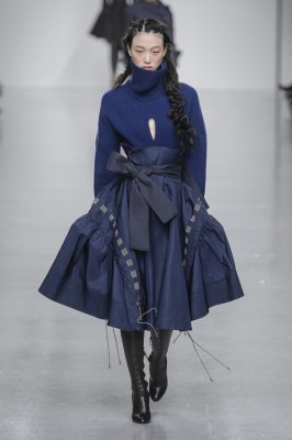 Antonio Berardi: The Italian designer known for his eveningwear delved into the realm of day inviting knitwear and parkas into his offering. Silhouettes in dense fabrics continued the trend towards British heritage echoing the aesthetic of Lady Macbeth while decadent voluminous detailing on cuffs and collars shadowed the court of Henry VIII.