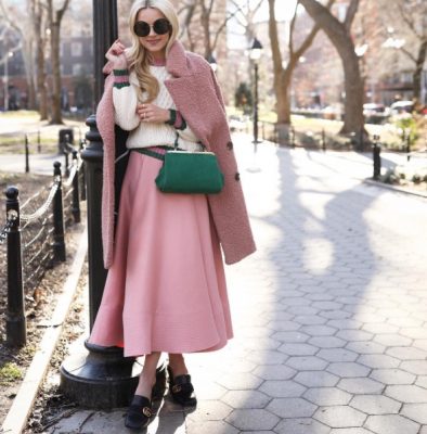 Merchandiser and blogger Blair Eadie mixes high street and high end pieces with inimitable ease. Her fun and feminine style sees her don flared A-line skirts, pussy bows and shades of powdery pink.