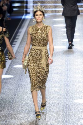 Bianca Balti: The Italian model wore a sleeveless leopard print shift dress paired with an oversized crown and embellished Mary Janes.