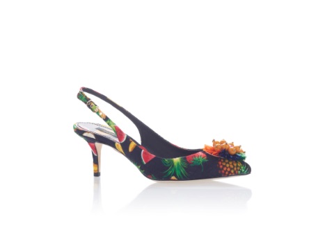 The slingback: These tropical Dolce&Gabbana slingbacks are a fantastic summer wardrobe staple. Pair with a black cocktail dress for playful glamour or throw them on with jeans and a peasant style blouse.