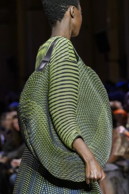 Issey Miyake. A master of illusion, the designer replicated the deftly woven chameleonic-effect of his ensembles into the accessories. The leather thread workbags created an optical illusion while offering roomy interiors big enough to fit all your essentials and then some.