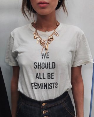 Fashion’s elite sprinkled the Dior FROW in "We Should All Be Feminists” T-shirts in support of Maria Grazia Chiuri movement for female empowerment, inspired by Chimamanda Ngozi Adichie's 2014 essay of the same name. This comes just days after the news that a portion of the proceeds from all sales of the shirt will go to the Clara Lionel Foundation (CLF), Rihanna's non-profit organisation.Image courtesy of @songofstyle