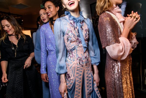 Temperley London: Silky soft fabrics and fine knits were offset against metallic sequins and beads at Alice Temperley.