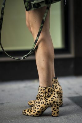 Printed Booties. You might be a traditional minimalist with a penchant for the subtle colour tones of Chanel mules but there’s no better time to challenge yourself. Leave minimalism behind and opt for exuberant print melded with clean design. A cheetah-printed ankle bootie can make the simplest of ensembles instantly come to life.
