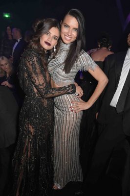 Sara Sampaio hugs friend and fellow clotheshorse Adriana Lima as they celebrate the 20th anniversary of Chopard’s partnership with Cannes Film Festival.