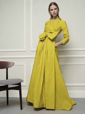 CH Carolina Herrera: A bright colour with a bold design detail; Carolina Herrera’s silk crepe dress is the perfect way to start your morning whether you’re hosting a breakfast or attending one.