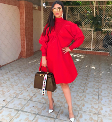 Deema Al Asadi: The lifestyle blogger reminded mothers-to-be that skipping on the statement look wasn’t an option this Eid. She donned a millennial crimson-shaded Fendi dress and matching bag while running about for her many social engagements