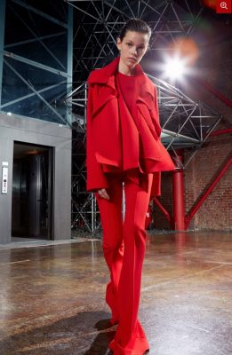 Red Alert: Razor sharp suits cut from red fabrics make a powerful play for statement dressing. (Image Antonio Berardi)