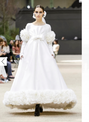 Unlike bridal wear from other couturiers, Chanel Couture stuck to its penchant for minimalism with a bridal gown devoid of embellishment