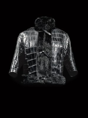 Chicago jacket in black crocodile trimmed with black mink, haute couture autumn/winter 1960, Souplesse, Legerete, Vie collection. Photo by Laziz Hamani.