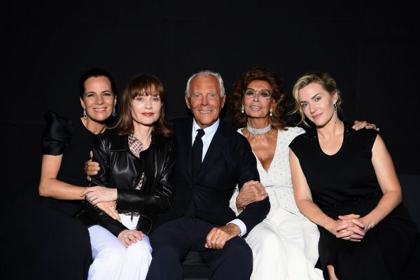 Giorgio Armani: Giorgio Armani himself is pictured alongside his niece Roberta Armani, French actress Isabelle Huppert, brunette beauty Sophia Loren and English actress-turned-singer Kate Winslet.