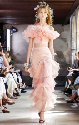The Mulleavy sisters also embraced a change of scene, presenting their spring/summer18 collection in Paris. Reminiscent of a midsummer night's dream, beautiful florals, delicate ruffles and elegant layering hit all the right notes.