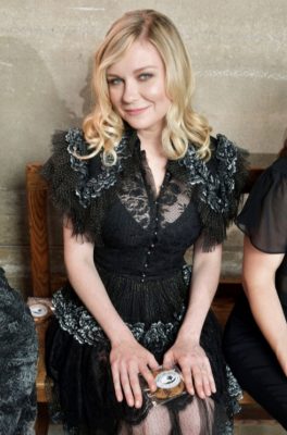Kirsten Dunst sits front row at the Rodarte show.