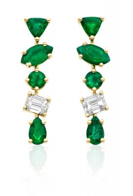 Kimberly McDonald is a New York City-based jeweller known for designs that feature emeralds alongside geodes, agates, opals and diamonds. These gold-set drop earrings are truly beautiful.