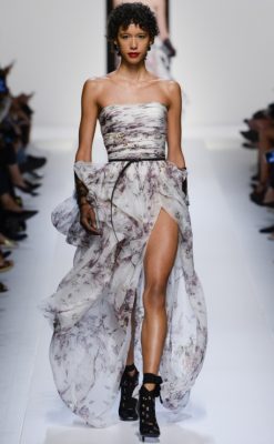 Floral fantasies: Florals for spring? Groundbreaking - we know, and so do the designers of Milan apparently. The most delicate of blossoms and blooms featured on gowns, separates and pyjama style robes. Image credit: Ermanno Scervino.