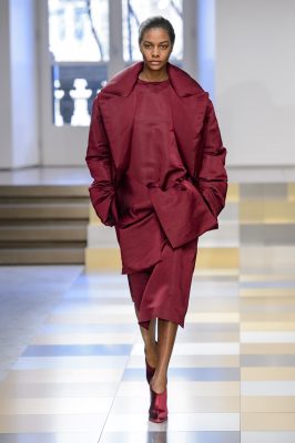 4. Opulent Oxblood: Deep burgundy tones have bold visual appeal. Don’t be afraid to construct an entire outfit in the same hue, simply utilise different sheens to add points of interest and difference. Jil Sander