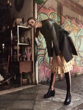 Street style, Denim shirt, high-waisted pants, ankle boots, Louis Vuitton  handbag, Luvtolook, Virtual Styling