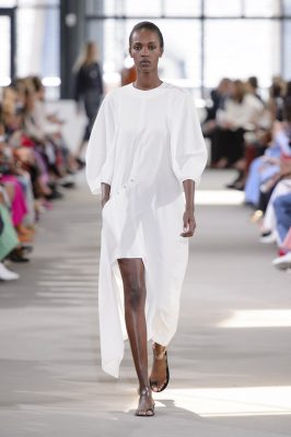 Tibi: Amy Smilovic drew from the Eighties for her latest collection. Conveying a hint of athleisure alongside Eightes tropes such as power shoulders and high-rise trousers Smilovic worked in plenty of optimistic hues such as lilac, lime, orange and yellow