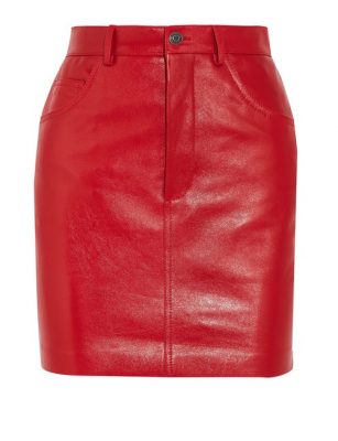 For an edgier take on this all-red ensemble, Vetements’s mini skirt is cut in supple leather and is fully lined for a super-comfortable, super-luxe fit. Extremely slimming, thanks to a comfortably high waistline, pair with a funky red blouse and blazer to achieve off-duty model style, Bella Hadid-style.