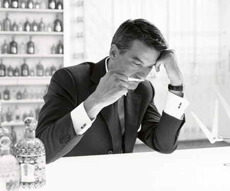 Guerlain Master Perfumer Thierry Wasser smells a fragrance