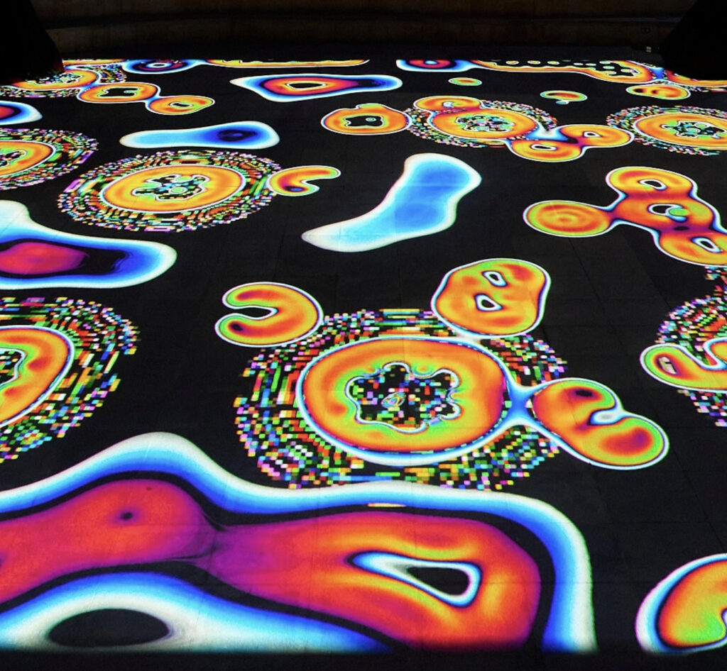 Miguel Chevalier's digital art, 'Magic Carpet, Origin of the World.