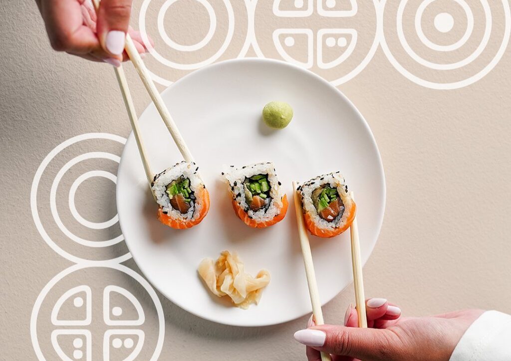 Sushi Rolls and Chopsticks